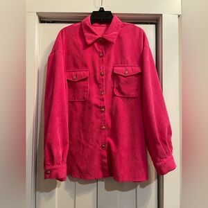 SHEIN Hot Pink Corduroy Shirt